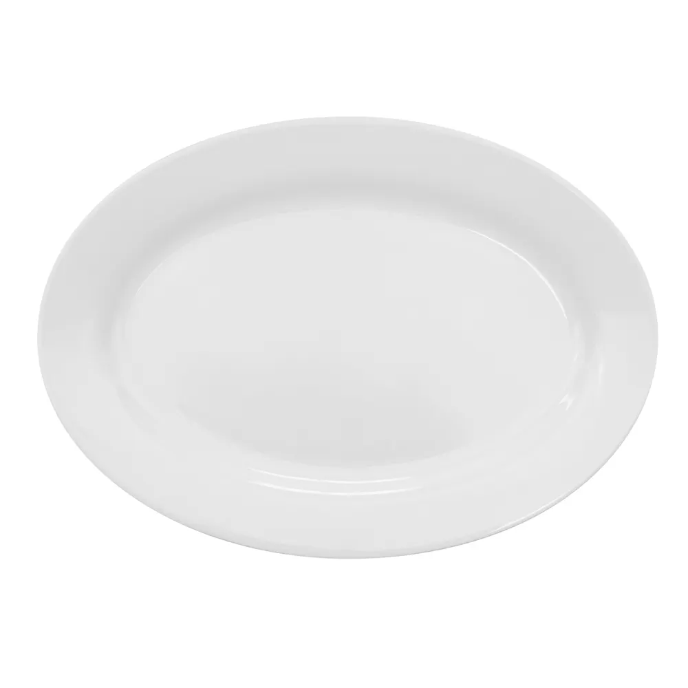 CACChina MAJ-14 Majesty Platter, 13" Oval Bone White China, Dishwasher Oven Microwave Safe - Dozen