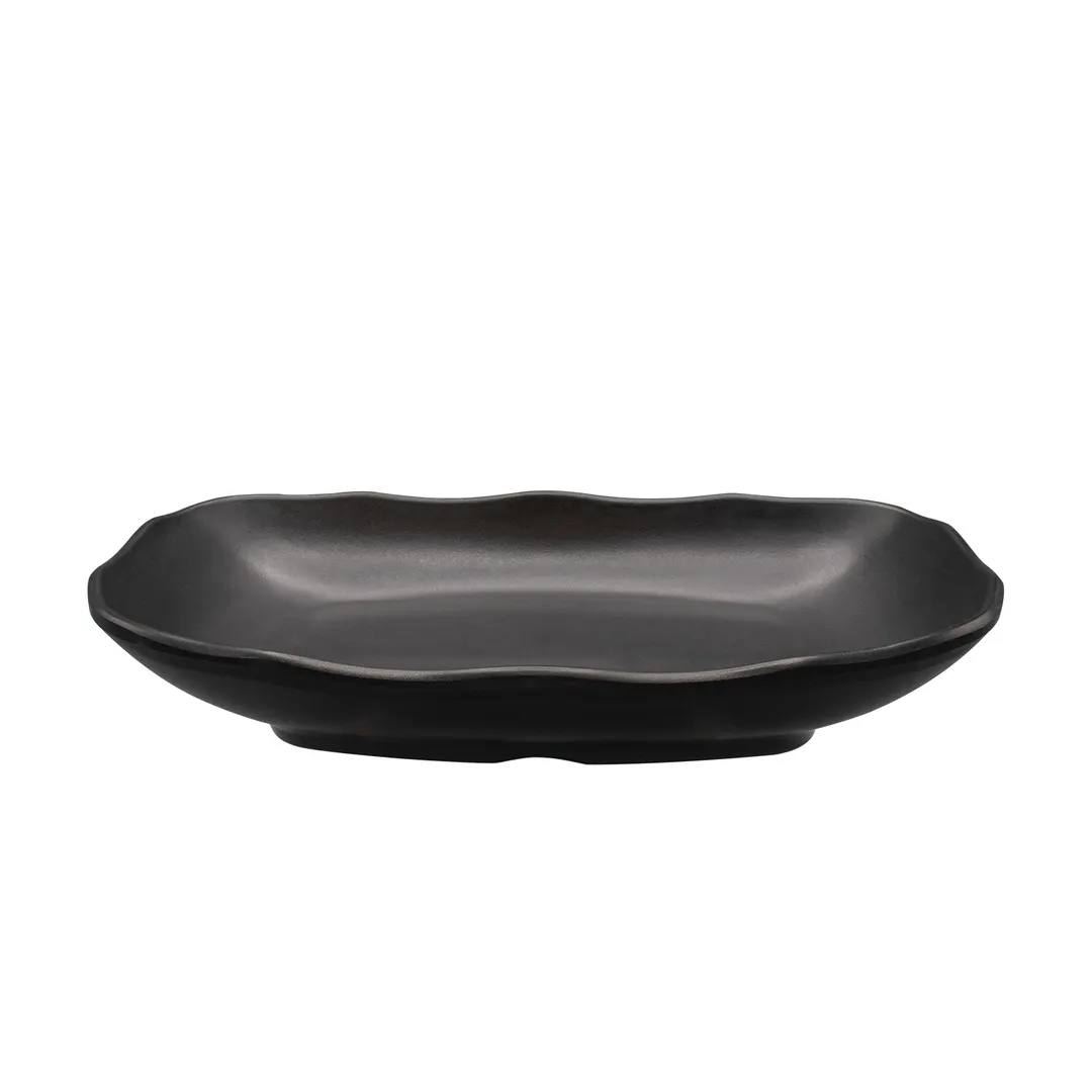CAC China MLRT-W12-MK - 20oz Black Rectangular Platter, 10"W x 6-1/4"D x 1-5/8"H, Rim - Dozen