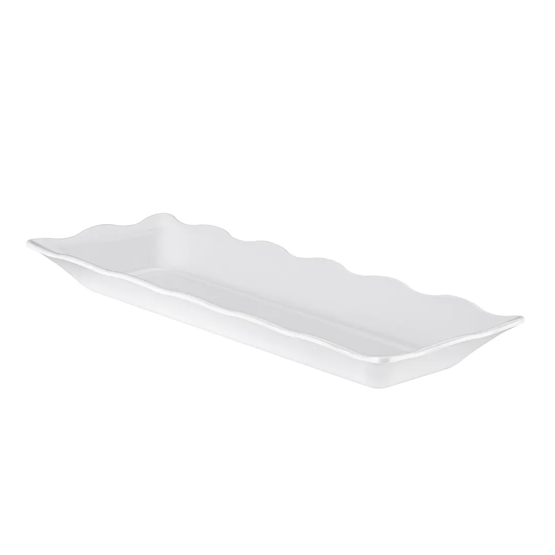 CAC China MLSC-RT281-W Platter, 17-1/2" W x 6-3/4" D x 1-3/4" H, White China, Scallop Edge - Dozen