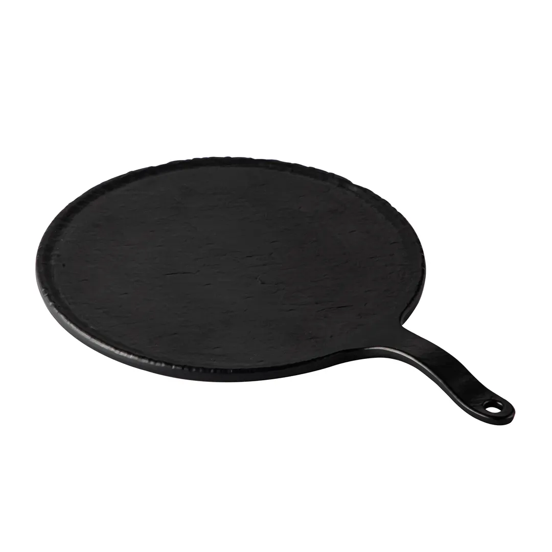 CAC China MLSL-RD15-MK Serving Tray, 15" W x 10-1/2" D x 7/8" H, Round Slate Black China, - Dozen