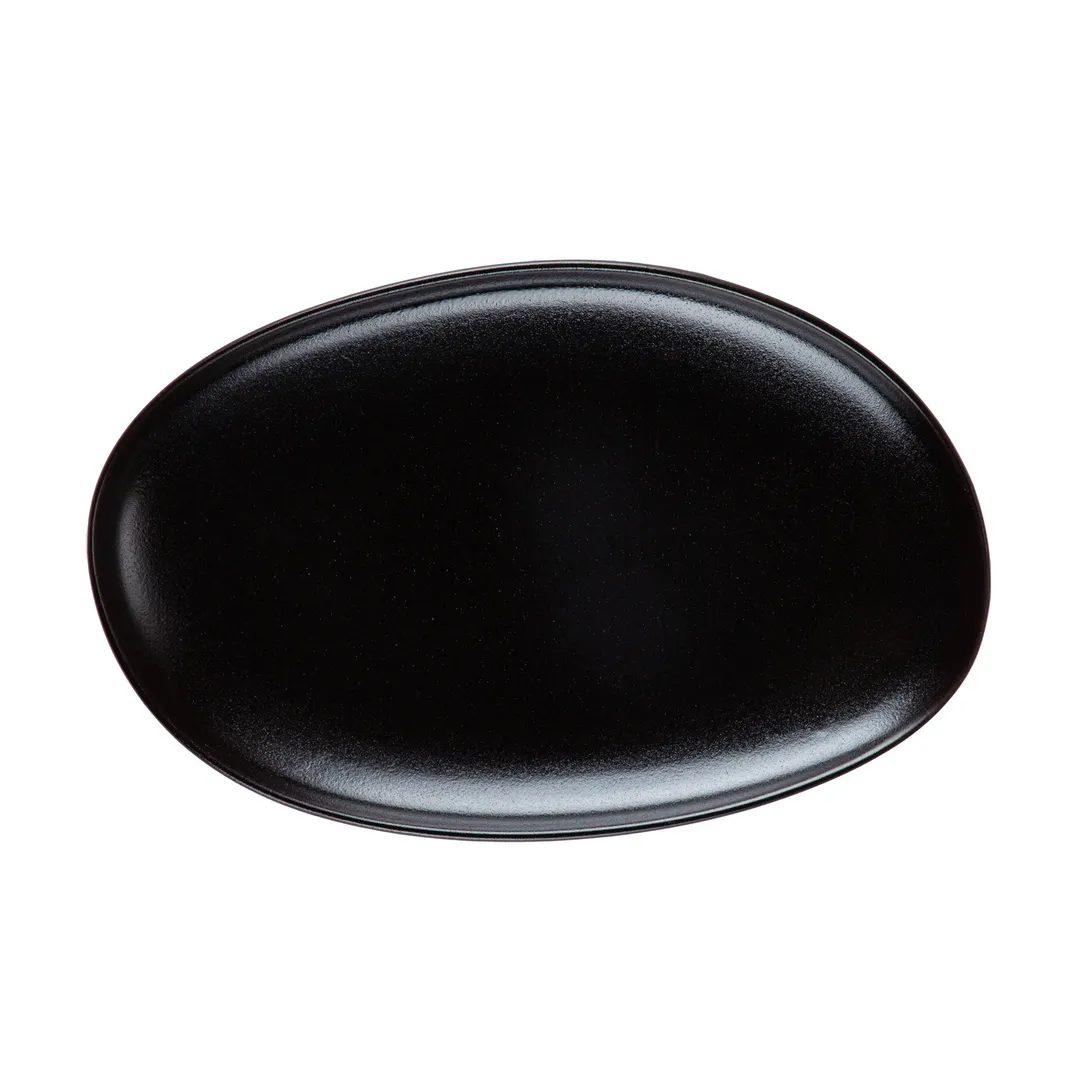 CAC China MOT-13-BLK Morton Platter, Oval Porcelain, 8" x 12" x 1.25" Matte Black - Dozen