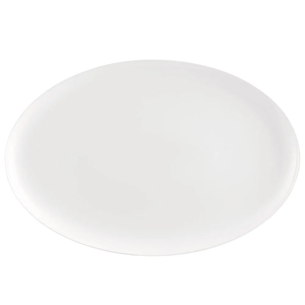 CAC China MX-CP81 Kristen Platter – 18" x 11-7/8" Oval Porcelain White, Coupe Rim, Dishwasher Safe