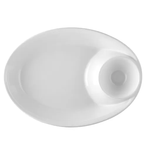 CAC China MX-OB14 - Oval Bowl, 65 oz Chip, 8 oz Dip, 13.9" L x 10" W x 2.4" H, Porcelain - Dozen