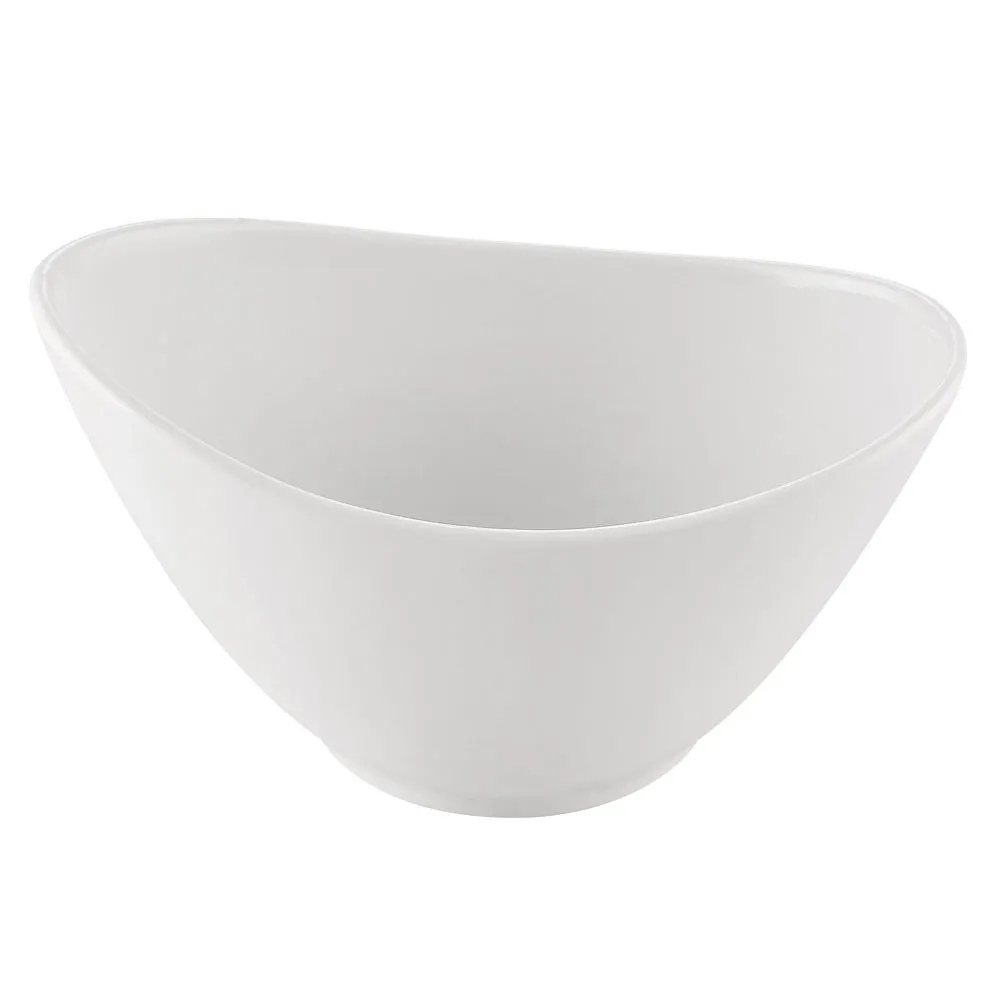CAC China MX-OV10 White Porcelain Salad Bowl 48 oz (1-1/2 qt) 9-3/8" L x 6" W x 5" H - Dozen