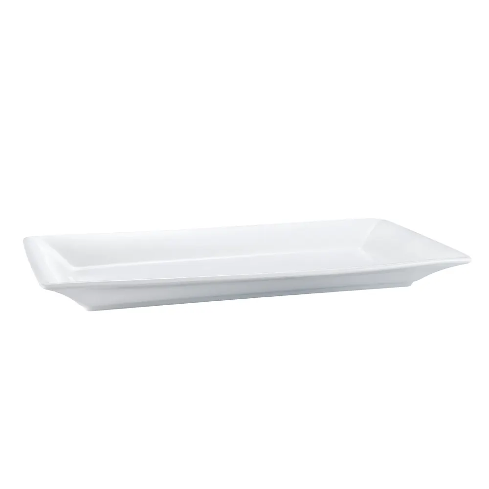 CAC China MX-RT20 Platter, 20" x 11" x 2-1/2", Rectangular, Porcelain, Super White, Dishwasher Safe