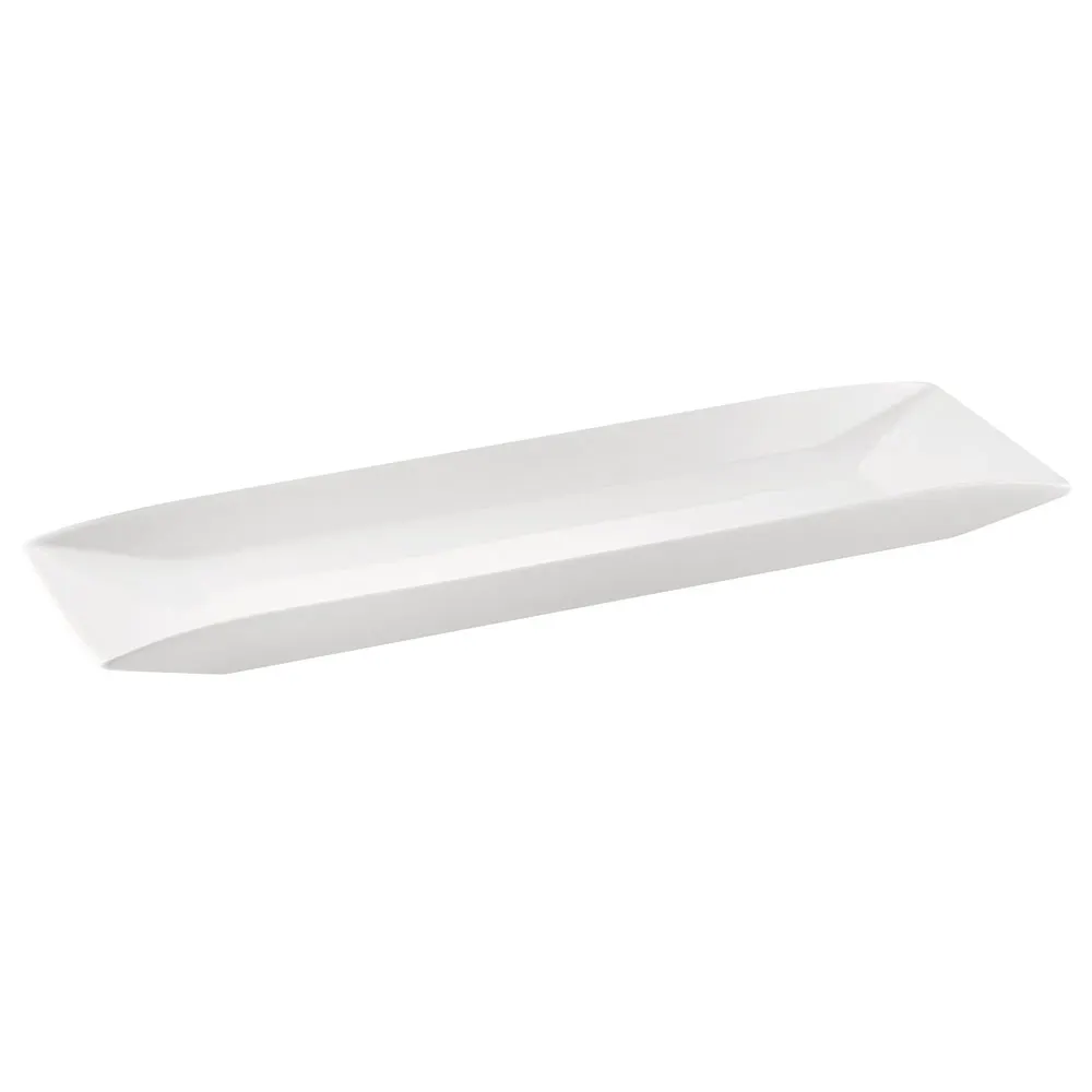 CAC China MX-RT91 Porcelain Platter – 19-3/4"L x 5-1/2"W x 1-1/2"H, White, Dishwasher/Oven/Microwave