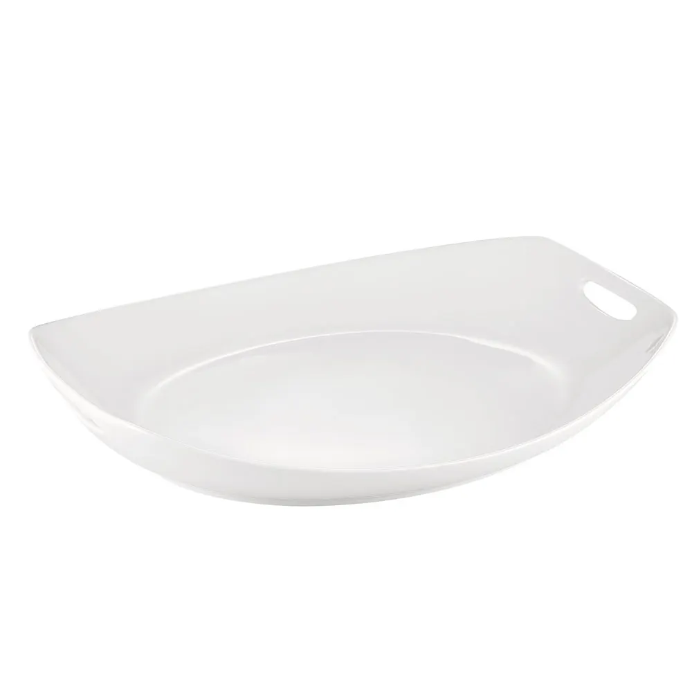 CACChina MX-STU41 Oval Porcelain Tray, 14" L x 11-1/4" W x 2" H, White, Dishwasher Safe - Dozen