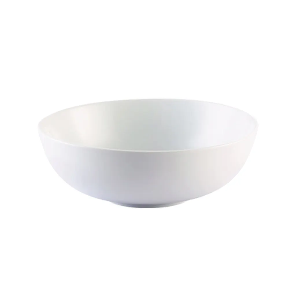 CAC China MXS-9 Catering Salad Bowl, 60 Oz, 9-1/4" Dia. x 2-3/4" H, Round Porcelain, White - Dozen