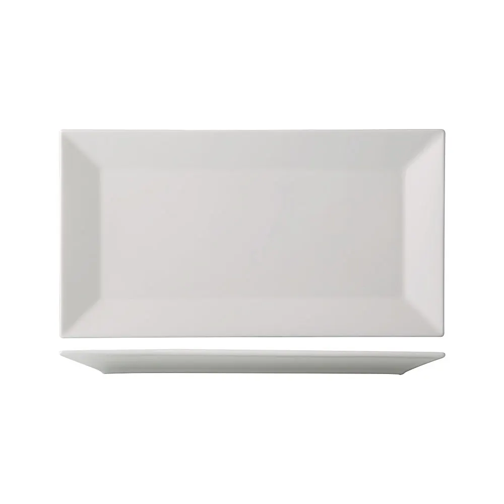 CAC China NGA-14 Niagara Platter, 13" L x 7-1/4" W x 3/4" H, White Porcelain, Safe - Dozen