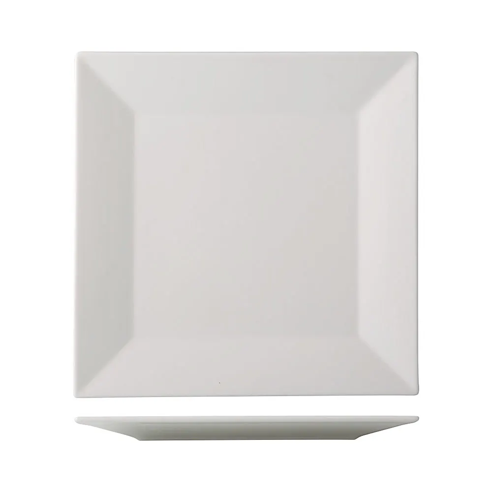 CAC China NGA-4 Niagara Plate, 4" x 4" x 3/8", Square, Bone White Porcelain, Glazed Foot - Dozen