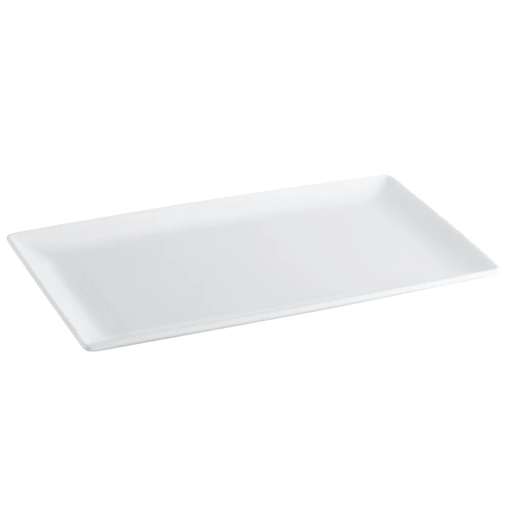 CAC China NGA-541 Niagara Platter, 13½" L x 7⅞" W x 7/8" H, Rect Deep Rim Porc, BoneWhite - Dozen