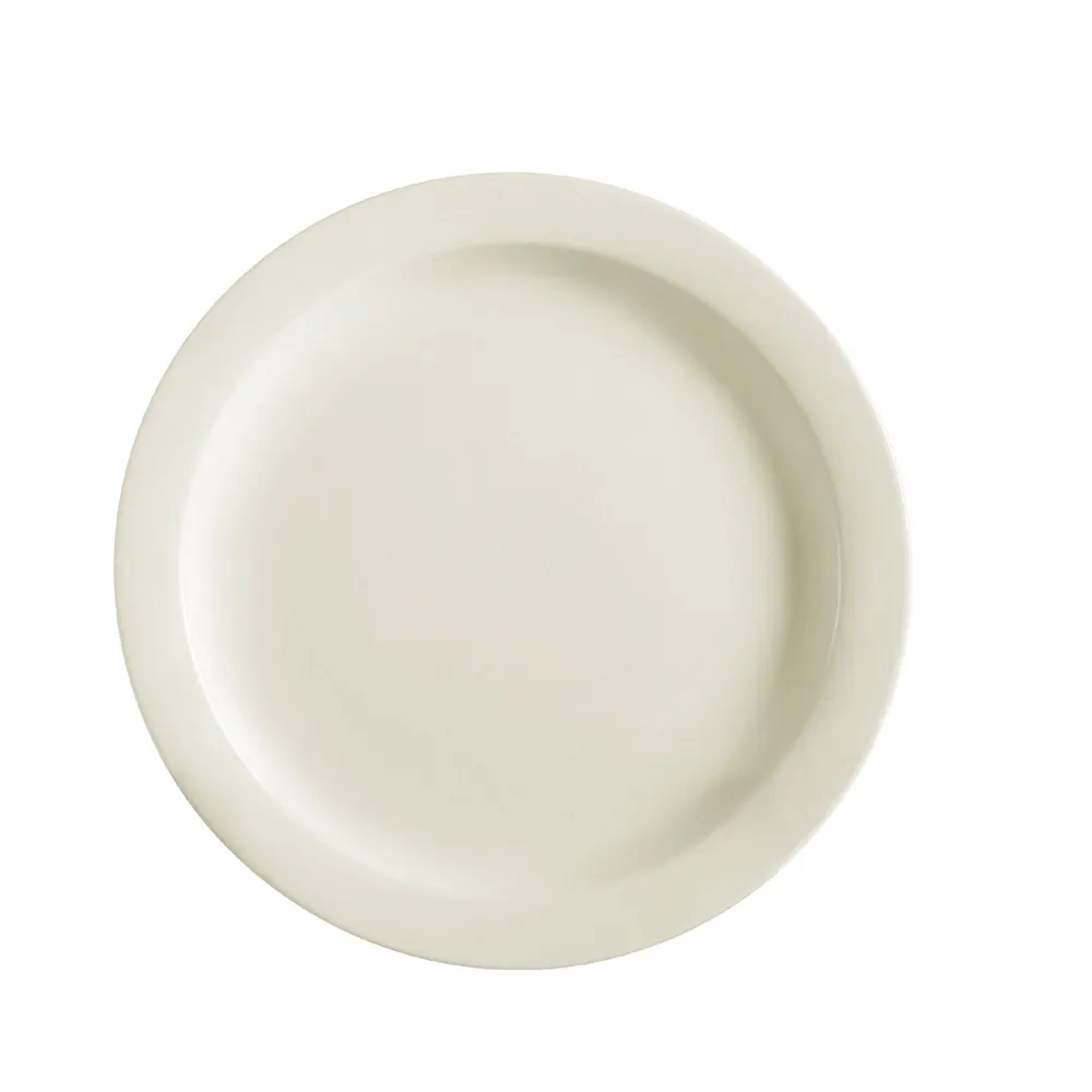 CACChina NRC-5 Plate – 5-1/2" Dia., 1/2" H, Round, Narrow Rim, Ceramic, White – 1 Dozen