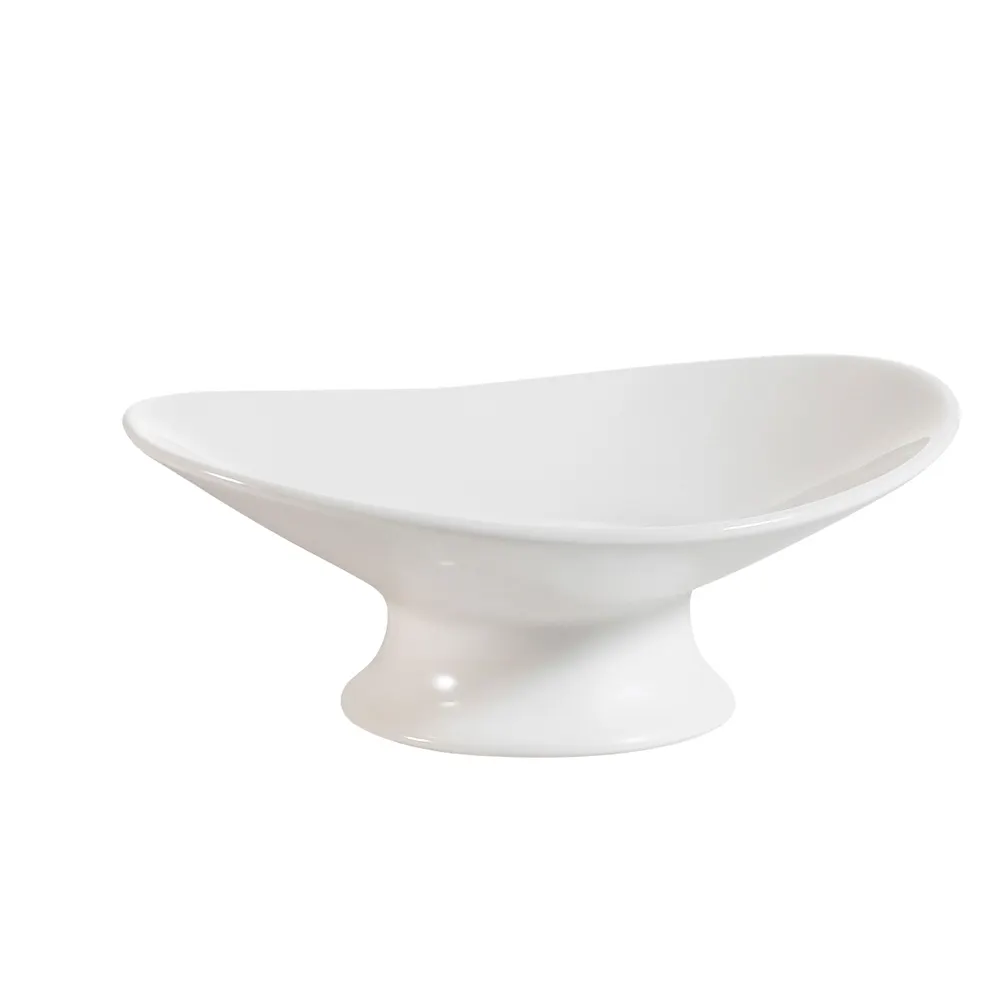 CAC China OPST-7 Oval Bone White Porcelain Plate, 6-1/2" x 5-1/4" x 2-1/2" - Dozen