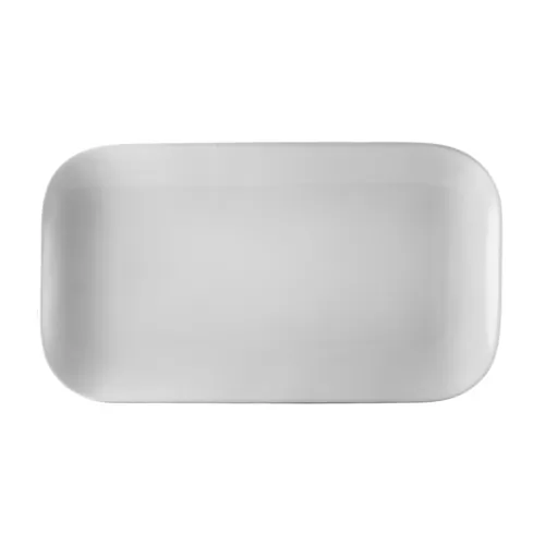 CAC China OXF-C34 Porcelain Bone White Plate 8-3/8"Lx5-1/2"W x5/8"H, Dishwasher Safe - Dozen