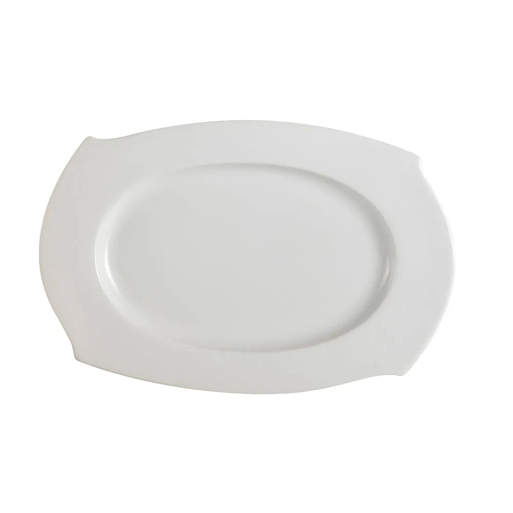 CAC China PHA-12 Platter, 10" Rectangular Wavy Porcelain Super White Oven & Microwave Safe - Dozen