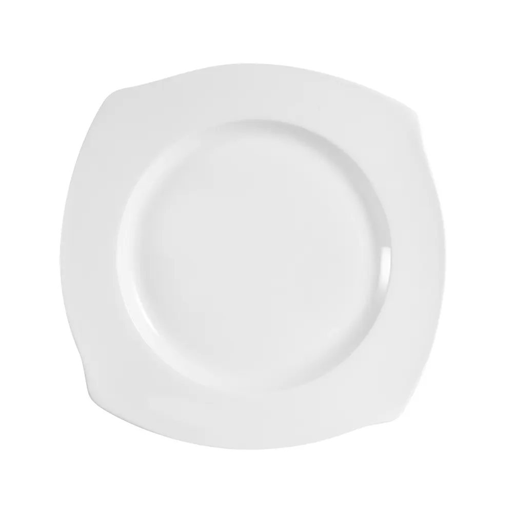 CAC China PHA-20 Plate, 11-1/4" x 11-1/4" x 1-3/8", Square-Wavy Porcelain Super White - Dozen