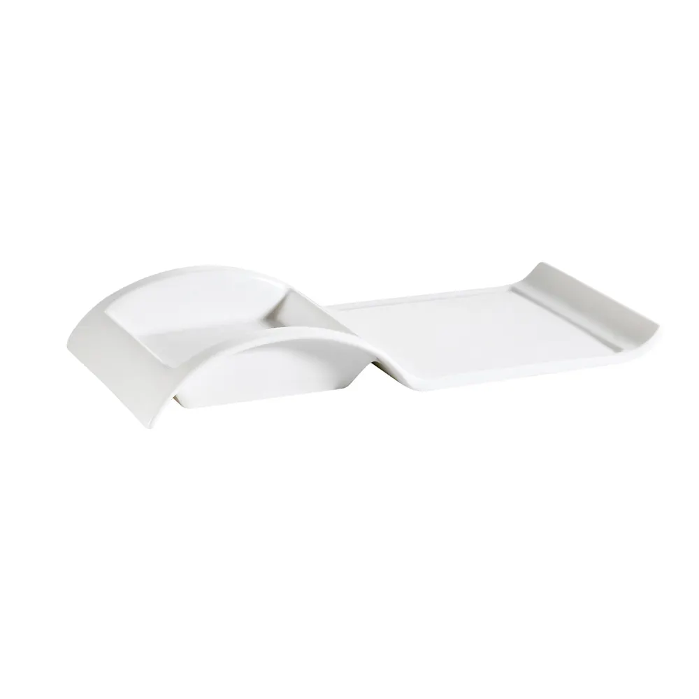 CAC China PLT-12 Platter, 12" L x 6" W x 1-3/4" H, Rectangular Porcelain, Bone White - Dozen