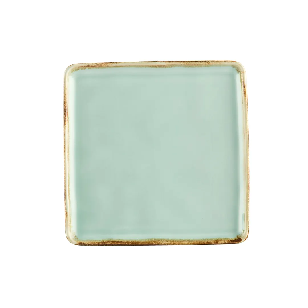 CAC China PMS-SQ6-G Palm Springs Plate, 6" x 6" x 3/8", Square Porcelain, Light Green – 1 Dozen