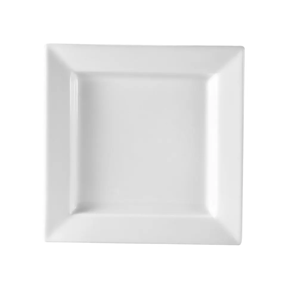 CAC China PNS-16 Plate, 10" L X 10" W X 1" H, Deep Rim, White Porcelain, Dishwasher Safe - Dozen