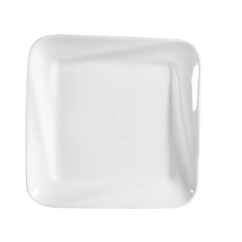CAC China PNS-312 Plate, 12" x 12" x 1-5/8" Square Deep Rim Porcelain White Safe - Dozen
