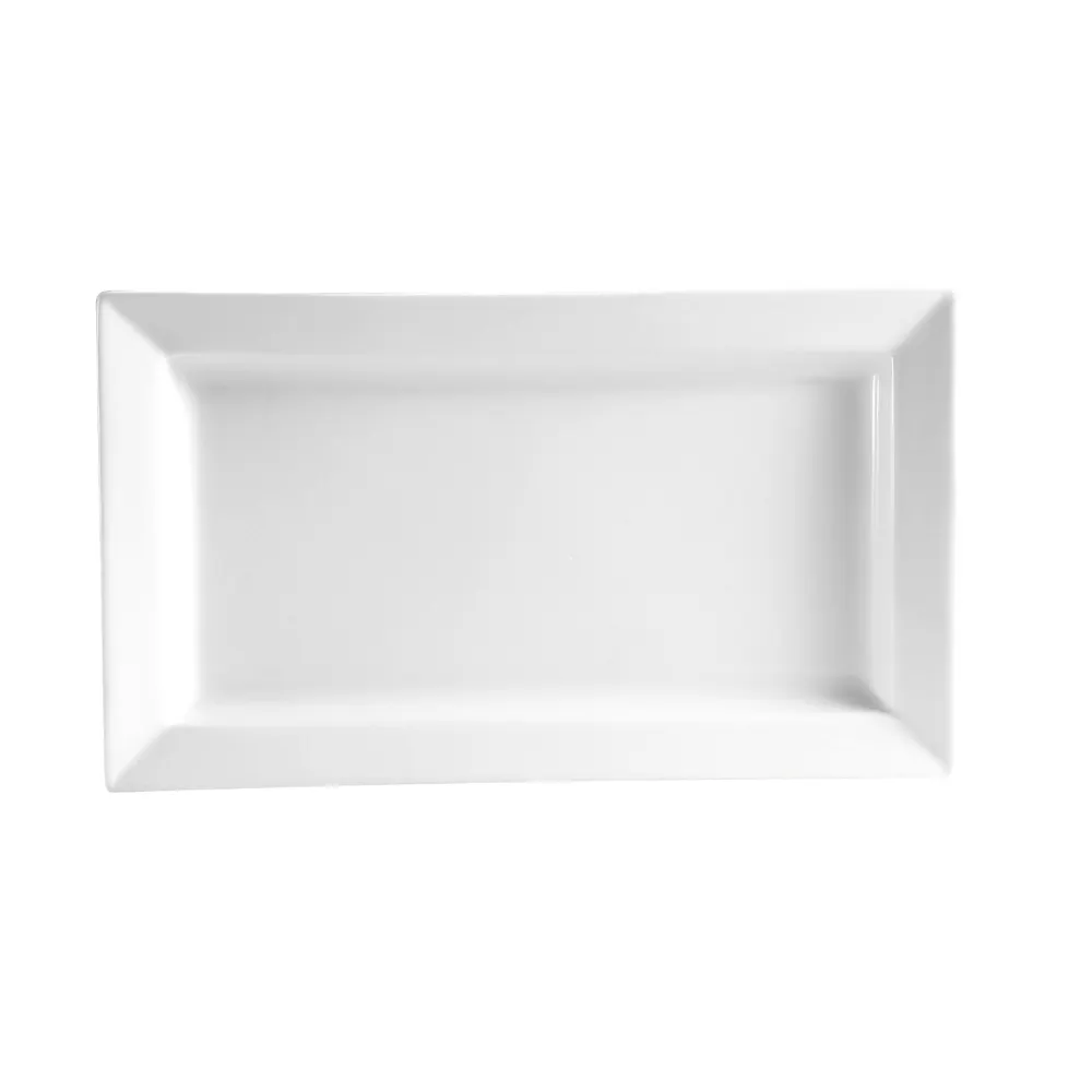 CACChina PNS-41 Platter, 22 oz, 14" L x 7" W x 1-1/2" H, Deep Rim, White Porcelain - Dozen