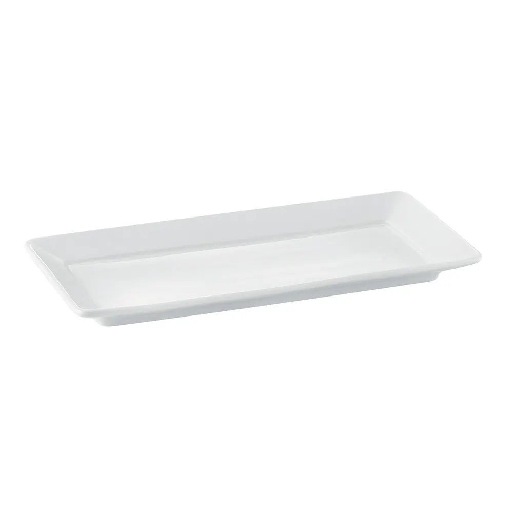 CACChina PNS-43 Porcelain Platter, 12" L x 6" W x 1" H, Rectangular White Deep Rim - Dozen