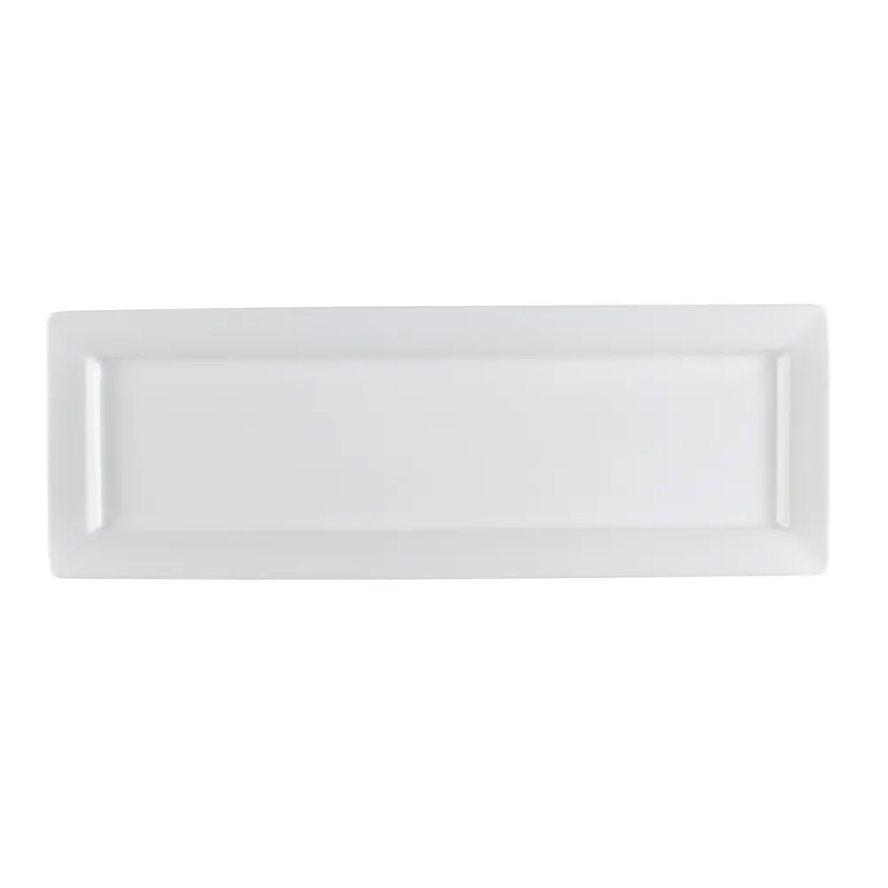 CAC China PNS-461 Platter, 16-1/4" L x 5-1/2" W x 1" H, Rect Deep Rim, White Porcelain - Dozen