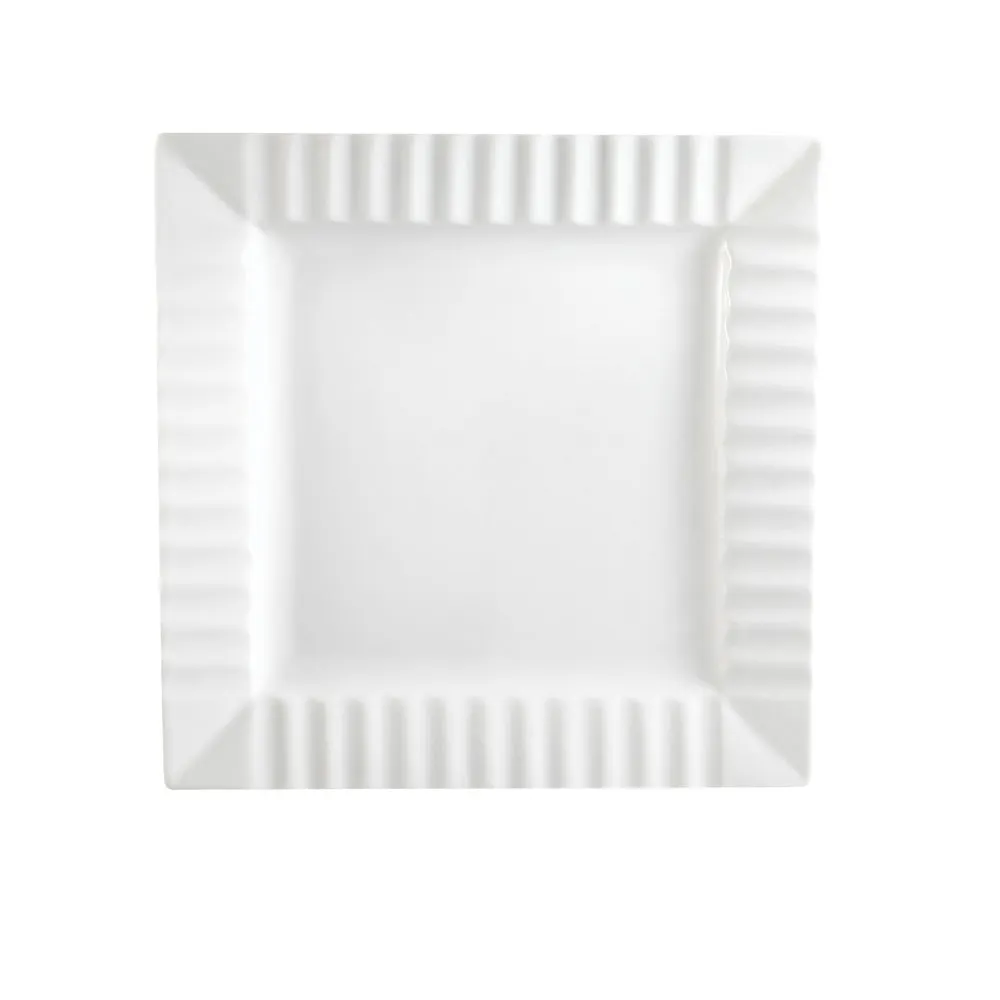 CAC China QE-8 Queensquare Plate, 8-1/4" Square, 3/4" High, Bone White, Dishwasher Safe - Dozen