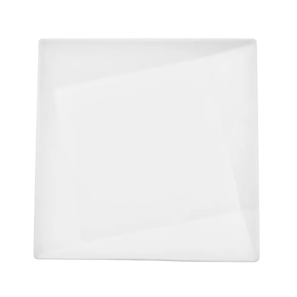 CAC China QZT-210 Plate, 10" x 10" x 1-1/4" Square White Porcelain, Dishwasher/Oven Safe - Dozen