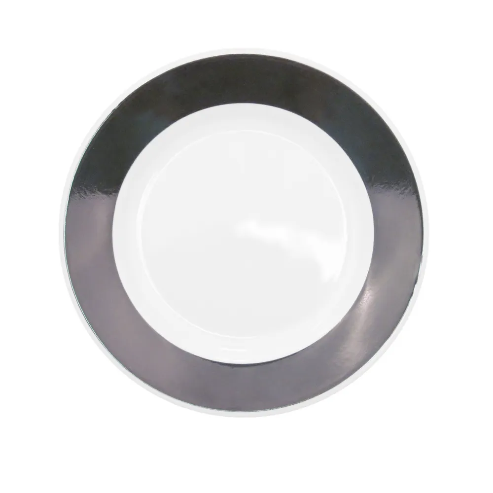 CACChina R-6-BLK - Rainbow Black Ceramic Round Plate, 6-1/2" Dia. 1/2" H, Rolled Edge, 1 Dozen