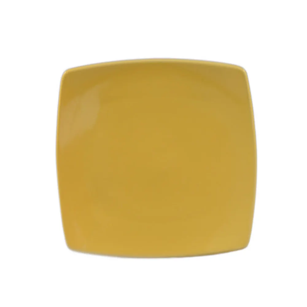 CACChina R-FS8-Y Clinton Yellow Ceramic Plate 8-7/8" x 8-7/8" x 3/4" Oven & Microwave Safe - Dozen