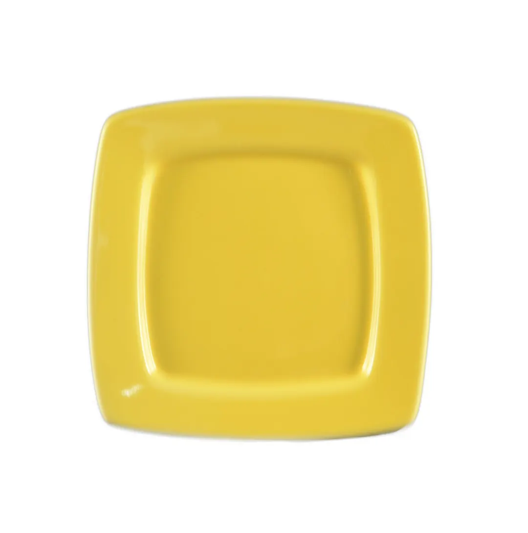 CAC China R-S6Q-Y Clinton Square Plate 6-7/8" x 6-7/8" x 1/2" Ceramic Yellow - Dozen