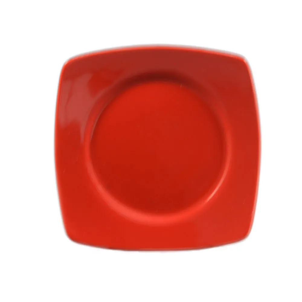 CAC China R-SQ21-R Clinton Plate, 11-7/8" x 11-7/8" x 1-1/2" Ceramic Red, Dishwasher Safe - Dozen
