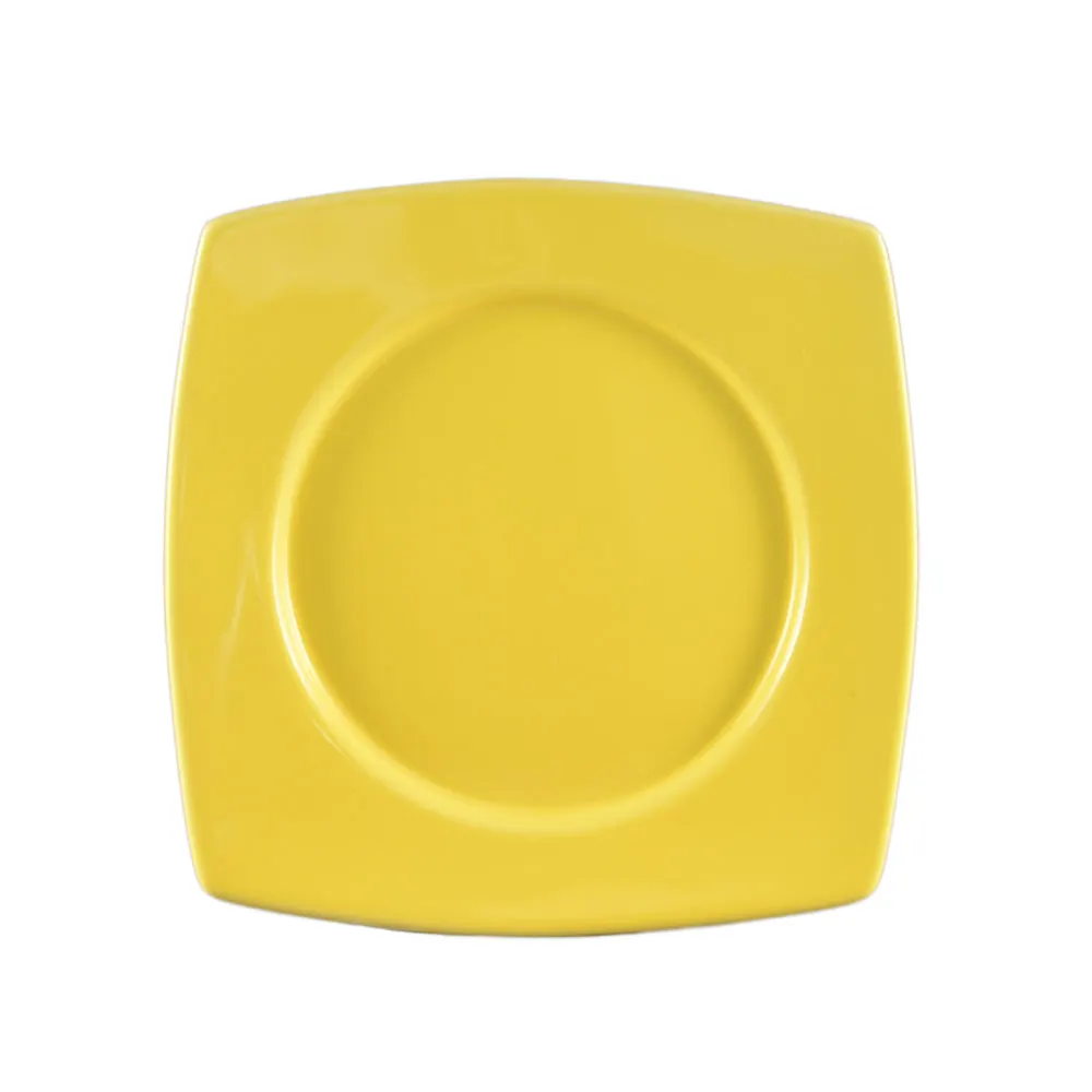 CACChina R-SQ21-Y - Clinton Plate 11-7/8" x 11-7/8" x 1-1/2" Square Yellow Dishwasher Safe - Dozen