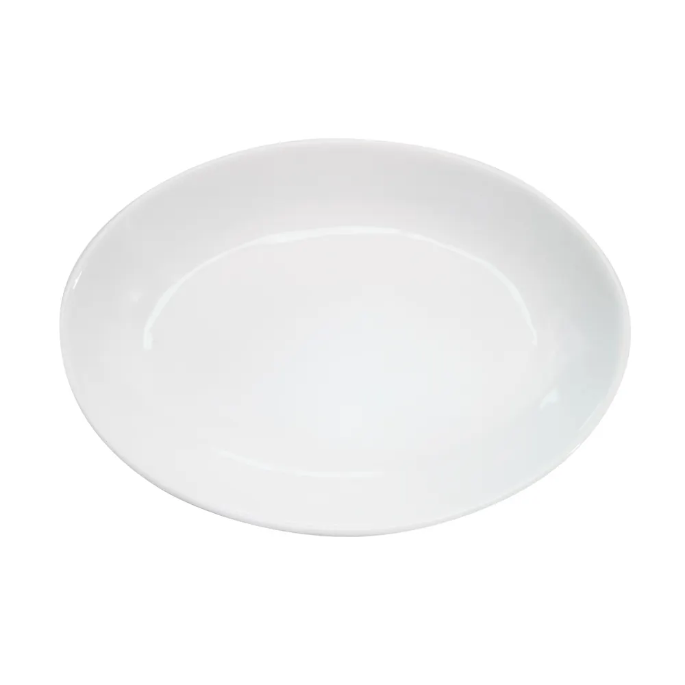 CAC China RCN-101 RCN Specialty Platter, 19" L x 13-3/4" W, Oval Deep Rim, Porcelain, Super White