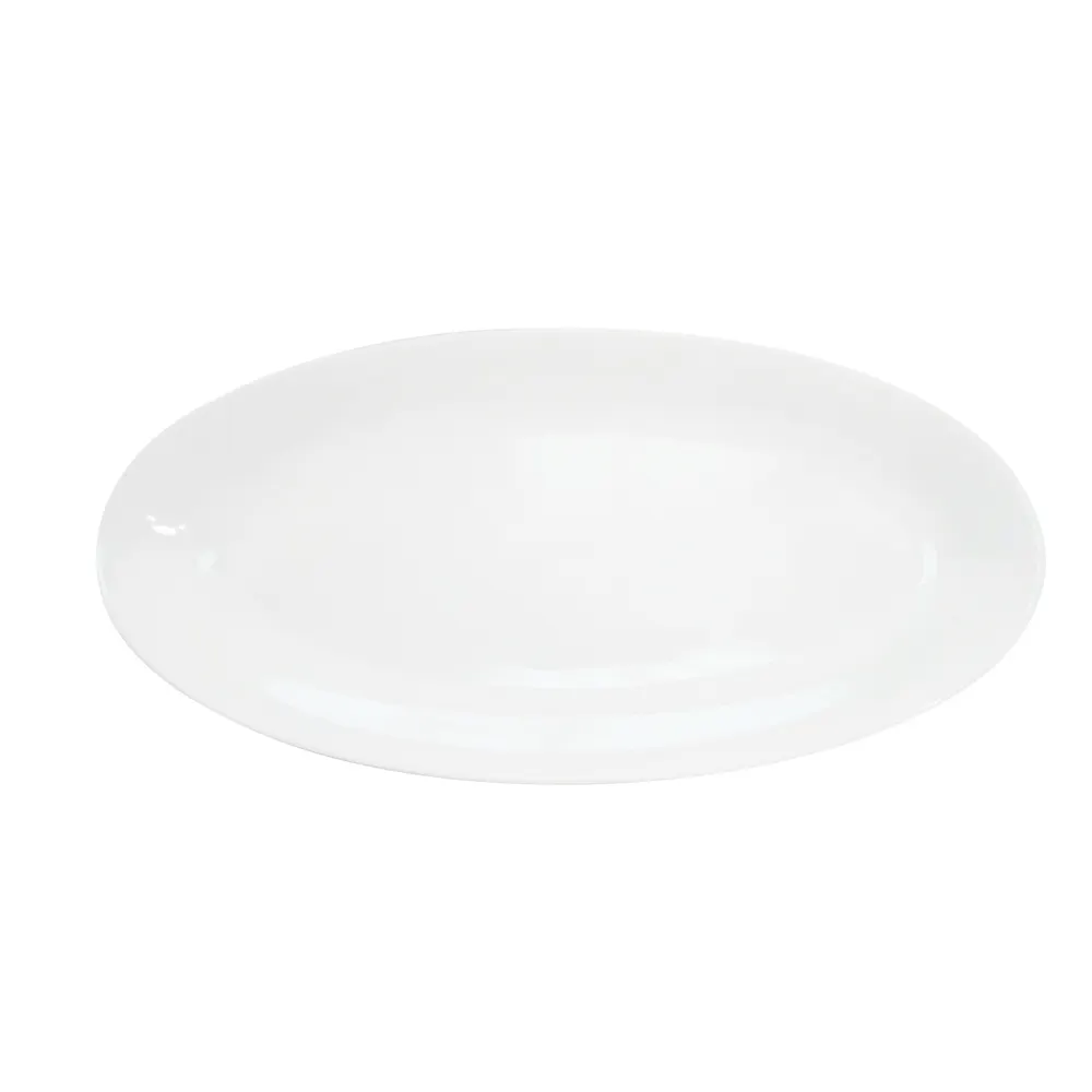 CAC China RCN-98 Fishia Platter – 18" x 8-1/4" x 1-1/2" Oval Porcelain Super White, Dishwasher Safe