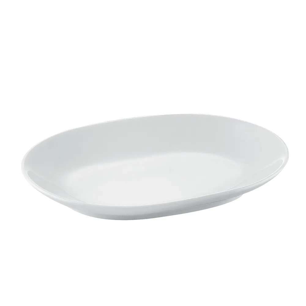 CAC China RCN-CD31 Platter, 6-1/8"L x 4-1/2"W x 3/4"H, Oblong, Coupe Rim, Porcelain, White - Dozen