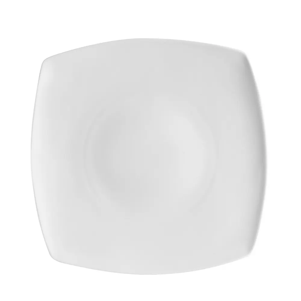 CAC China RCN-FS16 Clinton Plate 10-1/2" x 10-1/2" x 1" Square Porcelain White Flat Edge - Dozen