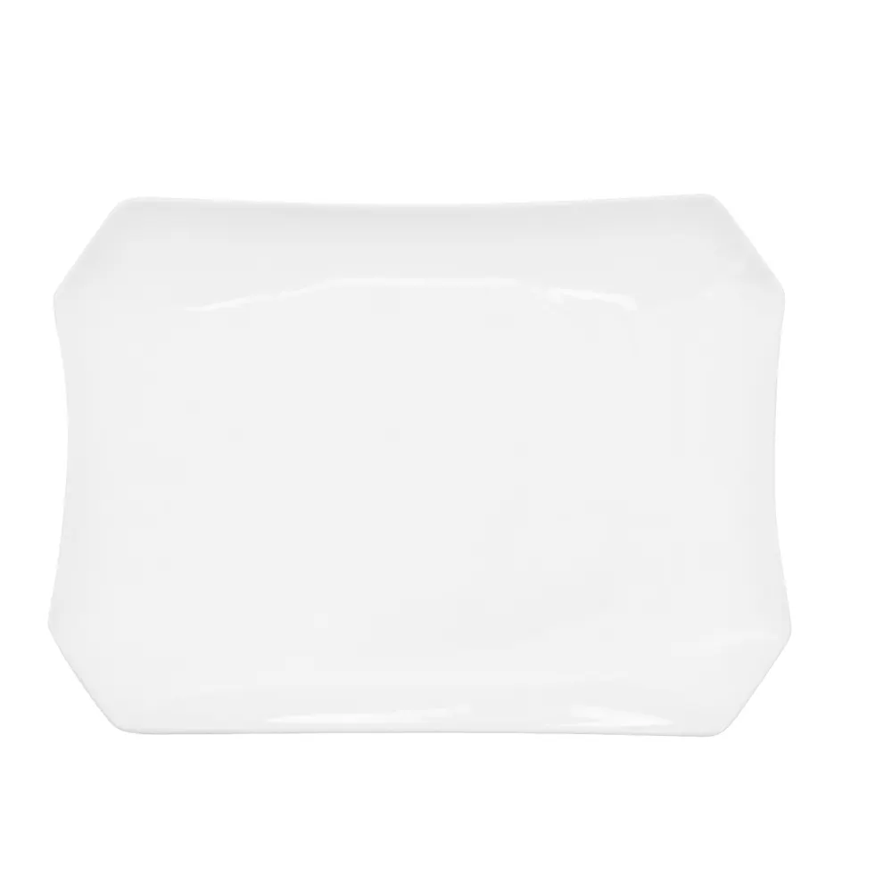 CAC China RCN-H13 Clinton Rectangular Porcelain Platter, 11.5"L x 8.5"W x 1.75"H, White - Dozen
