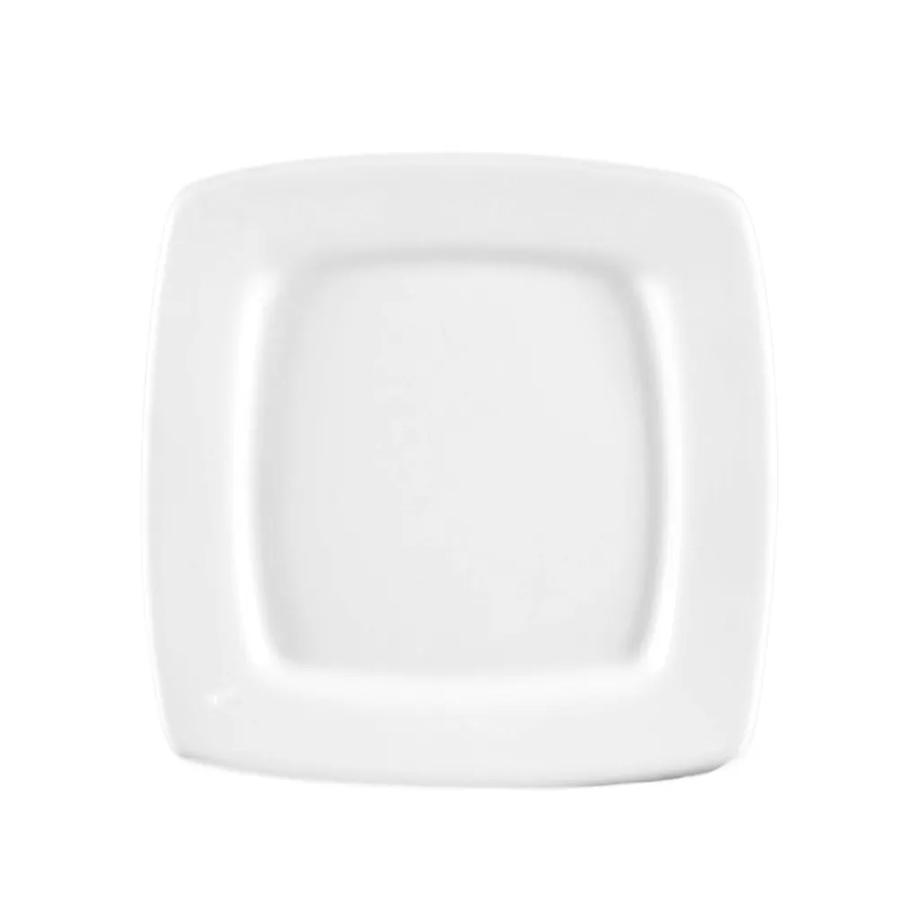CAC China RCN-S21Q Clinton Plate, 11-7/8" x 11-7/8" x 1-1/4" Square Porcelain White Safe - Dozen