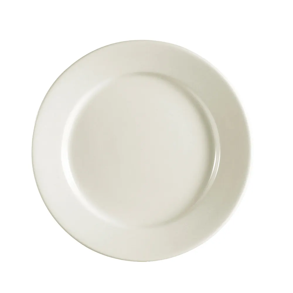 CAC China REC-6 - 6-1/2" Round Stoneware Plate, White, Rolled Edge, Dishwasher Safe, 1 Dozen