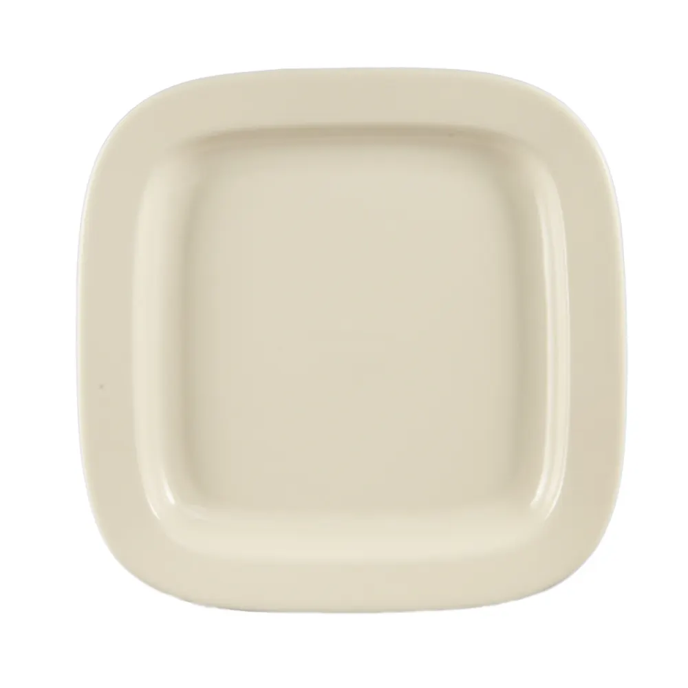 CAC China REC-SQ21 Square 11" x 11" x 1-1/4" Medium Rim Ceramic Plate White Dishwasher Safe- Dozen