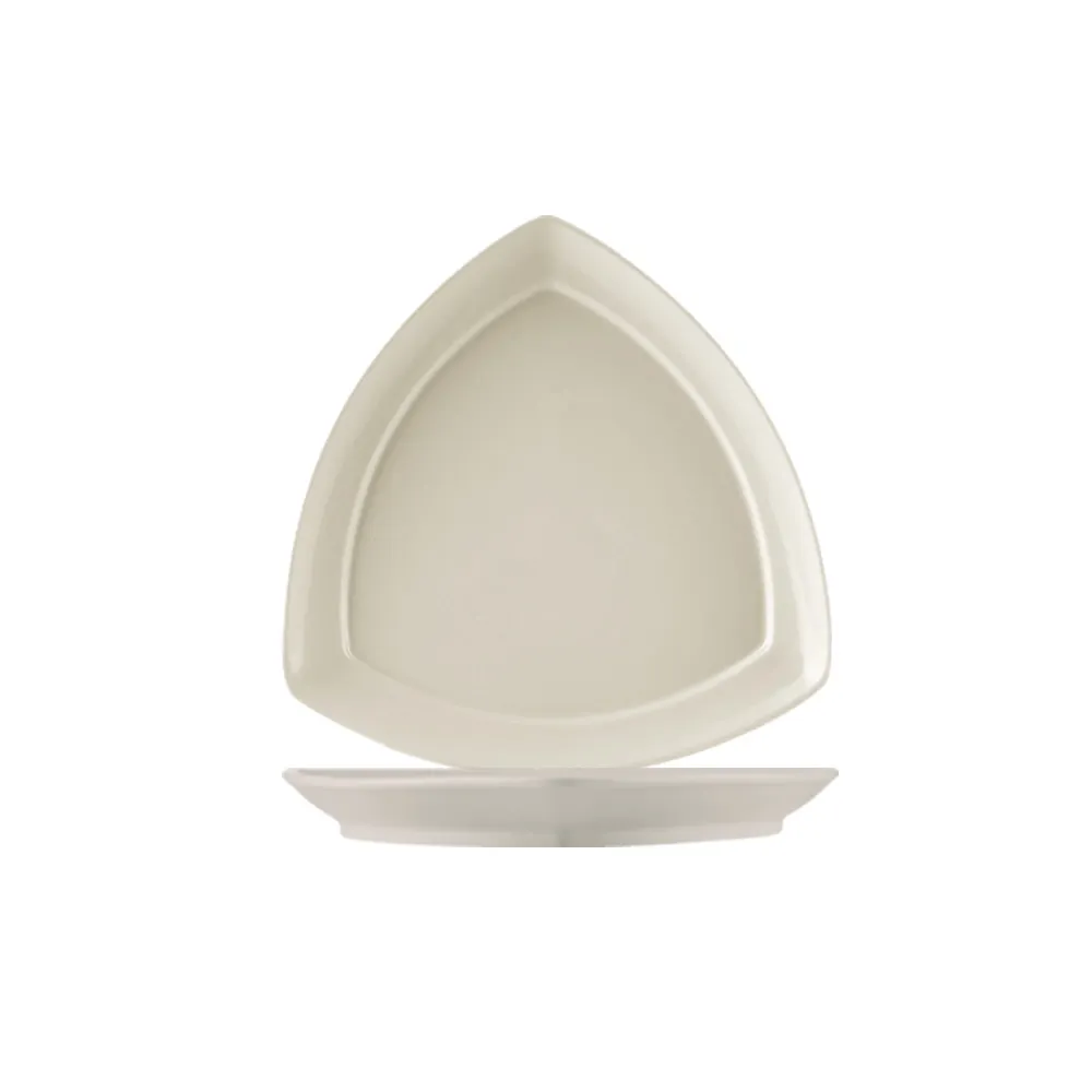 CAC China REC-T16 - Triangular Plate, 10-1/2" x 10-1/2" x 1" Ceramic, White, Dishwasher - Dozen