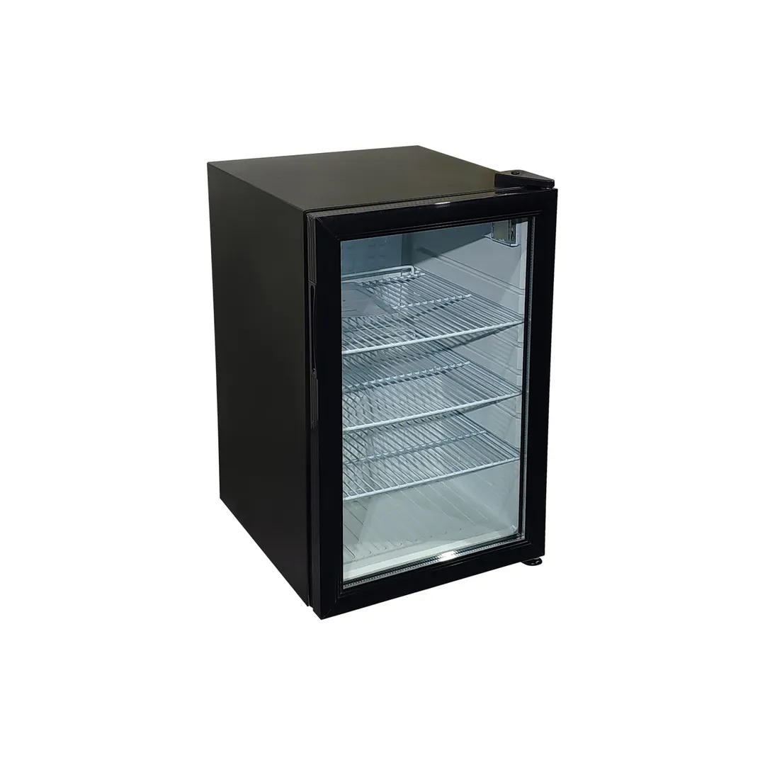 CAC China RFCS-27B Case, 18\" , 2.4 cu ft, Black, Glass Door Lock, Shelves, LED, R600a, 80W 110V