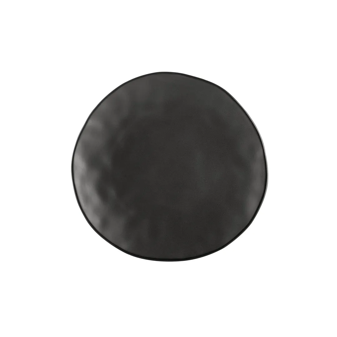 CACChina RFR-16 Plate – 10-3/4"Lx10-1/2"Wx1-1/4"H, Round Porcelain Dark Green Glaze, Curved - Dozen