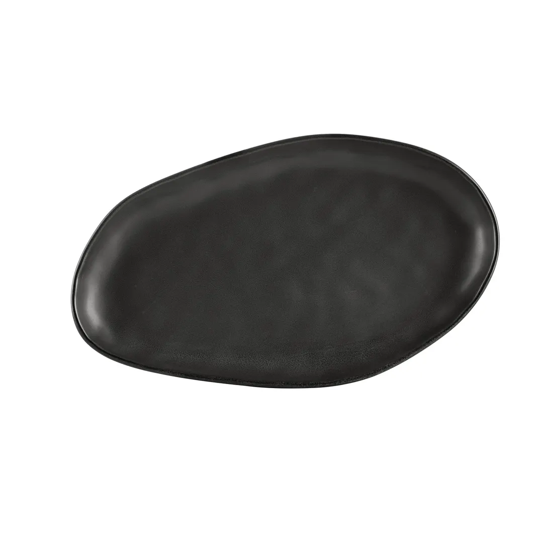 CAC China RFR-41 Platter, 14" L x 8-1/8" W x 1-1/4" H, Rolled Edge, Porcelain Green Glaze - Dozen