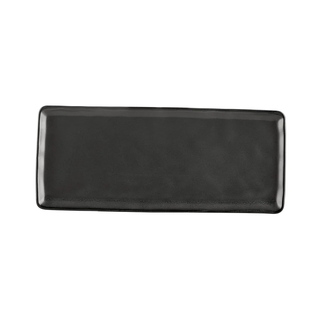 CAC China RFR-RT41 Platter, 14" L x 6" W x 1/2" H, Dark Green Porcelain Rect. Rolled Edge - Dozen