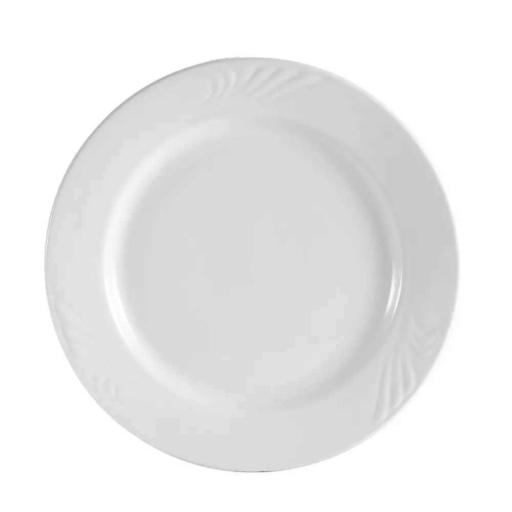 CAC China RSV-16 Roosevelt Plate 10-1/4" Embossed Porcelain White Oven Microwave Safe - Dozen