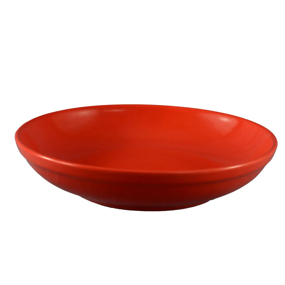 CACChina SAL-2-R 48 Oz Red Salad Bowl, 10-1/2" Dia x 2-1/8" H, Ceramic, Microwave Safe - Dozen