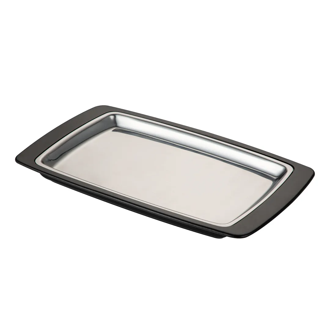 CAC China SBPL-11SET – Two‑Piece China Platters, 7‑1/8"×11"×½" & 8"×13"×1‑1/8", Stainless Steel – Set